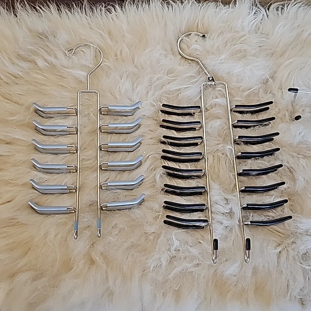 15 metal hangers pants belts ties organizer 12 rose gold with clips